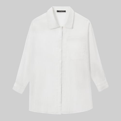 214TcAdpvKL.jpg Womens Button Down Shirts Oversize Casual Boyfriend Long Sleeve Button Up Shirt Women Plus Size Blouses Tops with Pocket