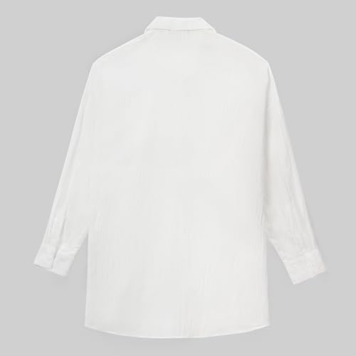 21DBPieJTBL.jpg Womens Button Down Shirts Oversize Casual Boyfriend Long Sleeve Button Up Shirt Women Plus Size Blouses Tops with Pocket