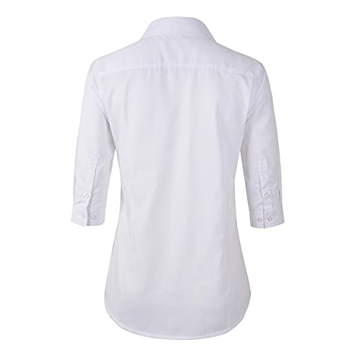 21Gk8g8wmrL.jpg Women's 3/4 Sleeve Formal Work Wear White Button Down Shirt