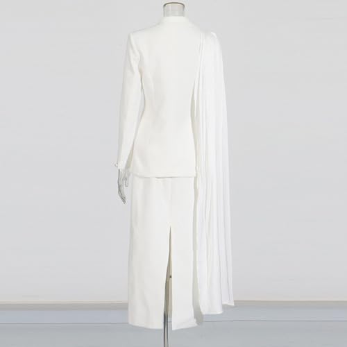 21ebQWF8OKL.jpg Women's 2-Piece Suit Set Business Casual Single Breasted Jacket and Long Skirt for Party