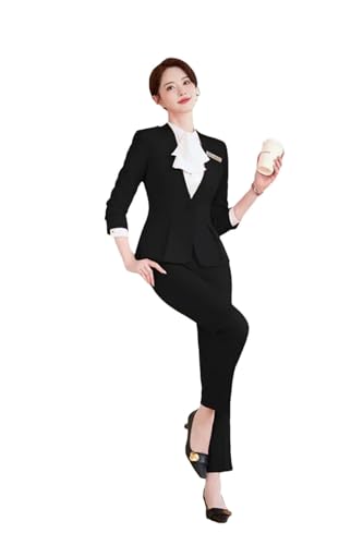 21o66znAJHL.jpg Women's Solid Color V-Neck Single Button Slim Fit Short Suit Jacket Skirt Two-Piece Suit