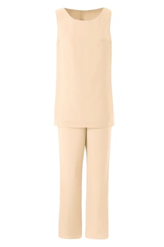 21pNuBvbiJL.jpg Women's Mother of The Bride Pant Suits 3 Pieces Chiffon Outfit Sets for Wedding Pant Suit with Jacket