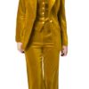 3 PC Womens Velvet Pant Suit - Peak Lapel Business Blazer Vest Pants for Prom Office Work