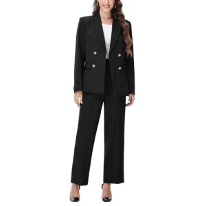 31-hkY-iQuL.jpg Women's 2 Piece Set Double Breasted Blazer and Pants Suit Business Outfits for Work Office