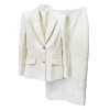 31001Ith2zL.jpg Women's Skirt Suit Spring Autumn Patchwork Blazer Loose Slit Maxi Skirt 2 Piece Set