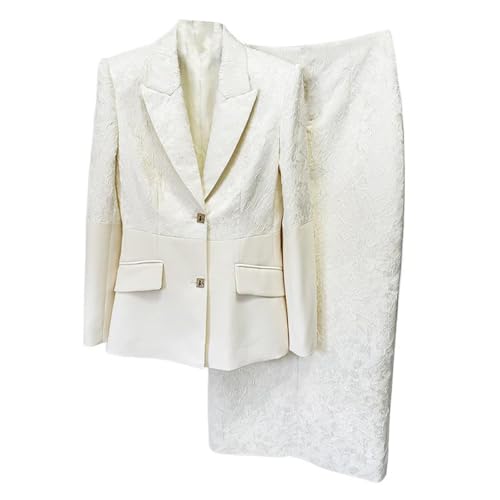 31001Ith2zL.jpg Women's Skirt Suit Spring Autumn Patchwork Blazer Loose Slit Maxi Skirt 2 Piece Set