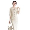 310GUi7mPwL.jpg Women's Spring and Summer Solid Single-Breasted Half-Sleeved Slim Suit Jacket and Skirt Two-Piece Set