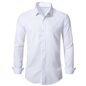 Stretch Mens Slim Fit Dress Shirts Formal Long Sleeve Button Down Shirts