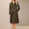 Women's 2 Piece Skirt Suit Set 2025 Fall Winter Double Breasted Blazers and A-Line Skirts