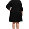 311rGNQE9DL.jpg Women's Shirred Surplice Bishop Sleeve Dress