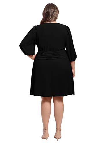 311rGNQE9DL.jpg Women's Shirred Surplice Bishop Sleeve Dress