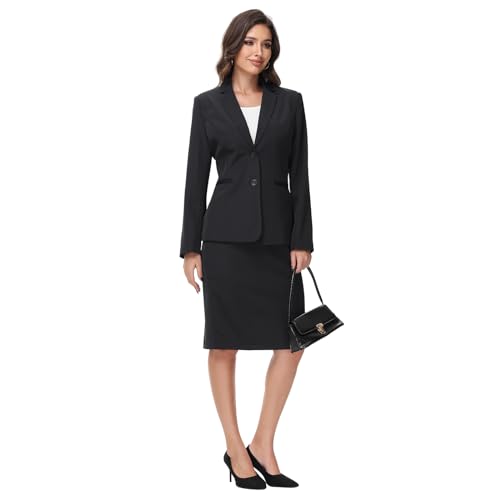 312YKFyjZfL.jpg Women's Business Skirt Suit Set 2 Piece Office Outfits Notched Lapel Blazer and Pencil Skirt