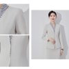 312qBevdgvL.jpg Women Long Sleeve Slim Fit Suit Jacket Midi Wrap Hip Pencil Skirt 2 Piece Sets Business Casual Sutis