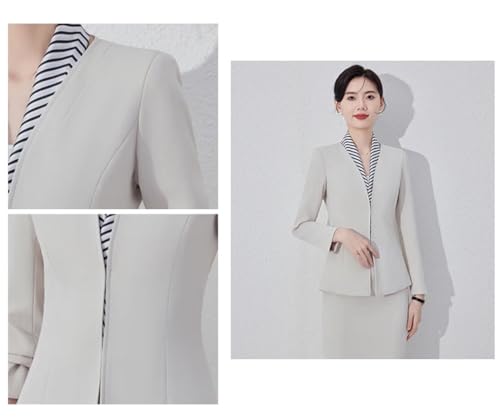 312qBevdgvL.jpg Women Long Sleeve Slim Fit Suit Jacket Midi Wrap Hip Pencil Skirt 2 Piece Sets Business Casual Sutis