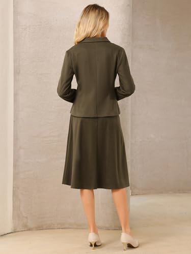 Women's 2 Piece Skirt Suit Set 2025 Fall Winter Double Breasted Blazers and A-Line Skirts