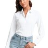 314rTyJ9euL.jpg Womens Stretch Button Down Shirt Long Sleeve Wrinkle-Free Lightweight Smooth Loose Casual Office Work Shirts