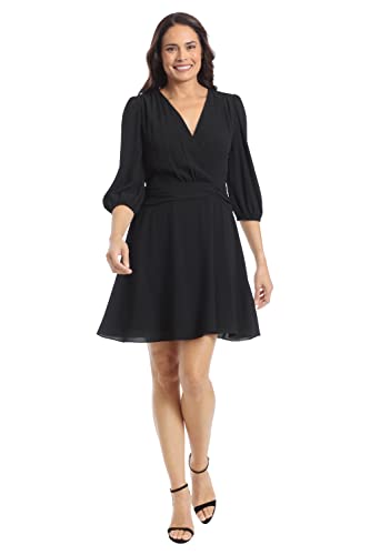 315WVrrK7OL.jpg Women's Shirred Surplice Bishop Sleeve Dress