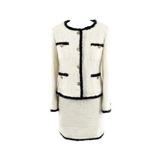 31689K4k2qL.jpg Women Tweed Jacket + Skirt Suit 2-Piece Set Slimming Suit Autumn/Winter Wire Fabric 2-Piece Set