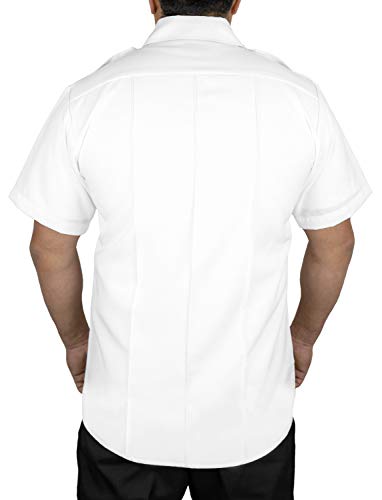 316NCHLxi9L.jpg 100% Polyester Short Sleeve Men's Uniform Shirt White