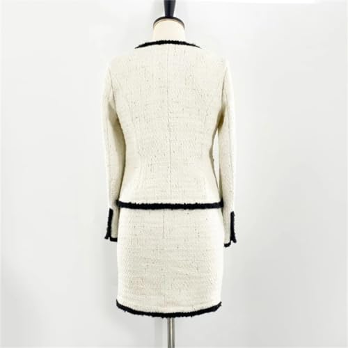 316P8mMQ94L.jpg Women Tweed Jacket + Skirt Suit 2-Piece Set Slimming Suit Autumn/Winter Wire Fabric 2-Piece Set