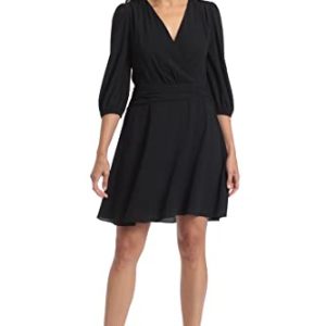 317r9d5nAWL.jpg Women's Shirred Surplice Bishop Sleeve Dress