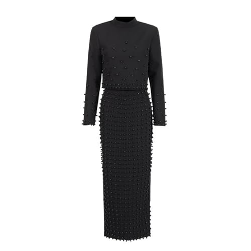 317yuTh6DIL.jpg Women's Skirt Suit Spring Autumn Cropped Stand Collar Long Sleeve Top Slim Fit Skirt 2 Piece Set