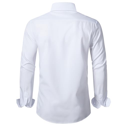 3185OXlGnML.jpg Stretch Mens Slim Fit Dress Shirts Formal Long Sleeve Button Down Shirts