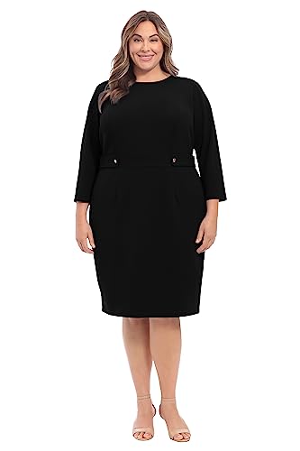 318cTxk0okL.jpg Women's Work Office Business Sheath Dress with Button Waist Detail