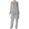 318sSj2WdbL.jpg 3 Pcs Mother of Bride Pants Suits Sets Women Plus Size Chiffon Long Sleeve Jacket Vest Pants Suits