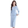 31B6u5vNiyL.jpg Women 2 Pieces Set Double Breasted Blazer Elegant A Line Knee Length Slit Stirts Women Work Wear
