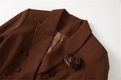 31CKfGUnODL.jpg Women Elegant Commuter Suit Notched Long-Sleeved Appliques Tops Flounced Edge Skirt 2 Piece Set