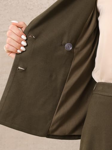 Women's 2 Piece Skirt Suit Set 2025 Fall Winter Double Breasted Blazers and A-Line Skirts