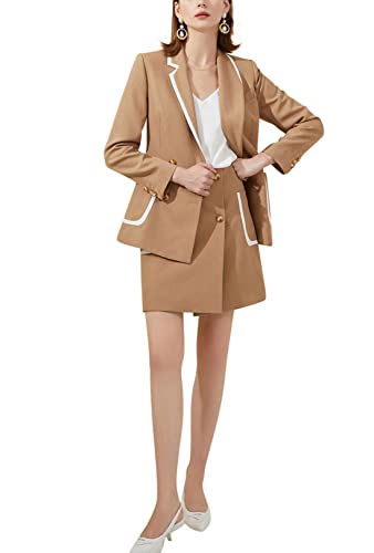 31DJmralZeL.jpg Suits for Women Business 2 Pieces Office Formal Wear Skirt Suits Set Patchwork Blazer&Skirt