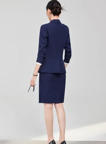 31EarWysuL.jpg Women's Notch Lapel Collar Slim Fit Suit Jacket Wrap Hip Pencil Skirt 2 Piece Suits Business Office Sets