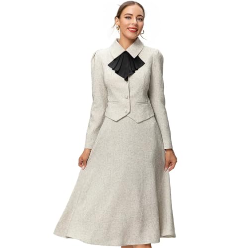 Women Red Vintage Skirts Set Lapel Ruffles Button Pockets Slim Coats Long Skirts 2 Pieces Set