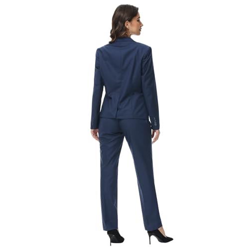 Womens Suit 2 Piece Set Business One Button Peak Lapel Blazer Jacket with Pants for Office Ladies