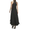 31HuPjijqGL.jpg Paris Women's Chiffon High-Low Maxi Dress with Ruffle Skirt and Mock Neck