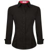 Womens Button Down Shirts Long Sleeve Regular Fit Stretch Work Blouse