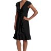 31ITdVJI36L.jpg Women's Dresses Feminine Ageless Surplice V-Neck Faux Wrap Ruffle Dress Office Event Shower Guest of