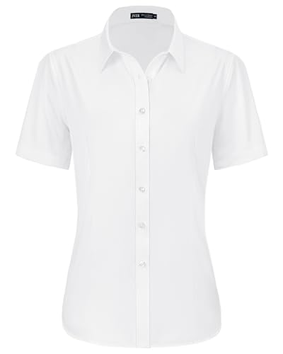 31IhH3kcElL.jpg Womens Button Down Shirts Stretch Wrinkle Free Formal Short Sleeve Dress Shirt Summer Work Blouses Business Casual Tops