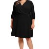 31IuGD49NmL.jpg Women's Shirred Surplice Bishop Sleeve Dress