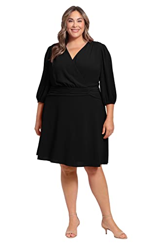 31IuGD49NmL.jpg Women's Shirred Surplice Bishop Sleeve Dress