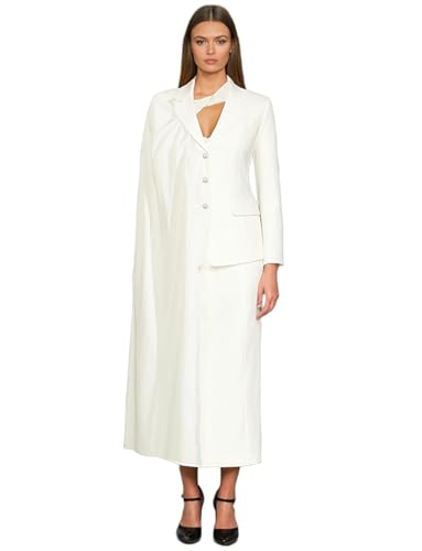 31J13MqiQML.jpg Women's 2-Piece Suit Set Business Casual Single Breasted Jacket and Long Skirt for Party