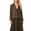 Women's 2 Piece Skirt Suit Set 2025 Fall Winter Double Breasted Blazers and A-Line Skirts