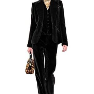 31JEdD75cpL.jpg Velvet Suit Women 3 Piece Office Work Business Suit Office Lady Blazer&Pants&Vest Wedding Party Suit