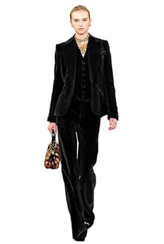 31JEdD75cpL.jpg Velvet Suit Women 3 Piece Office Work Business Suit Office Lady Blazer&Pants&Vest Wedding Party Suit