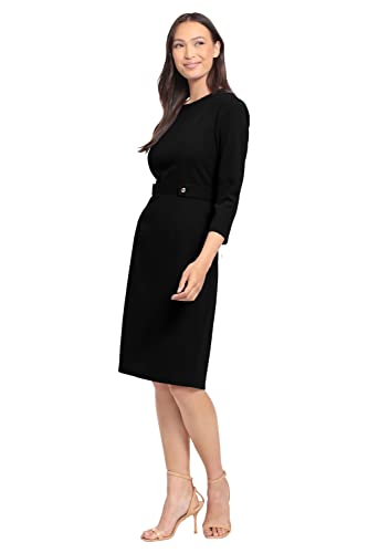 31Jm9eMk1zL.jpg Women's Work Office Business Sheath Dress with Button Waist Detail