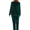 31KTOT1InpL.jpg Women's 2 Piece Velvet Suit Notch Lapel One Button Slim Fit Business Party Wedding Tuxedo Blazer Pants Set