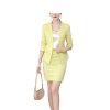 31LAvUsvRdL.jpg Women Pink Business Suit Long Sleeve Blazers Skirt Office Work Wear Elegant Career Two Piece Set