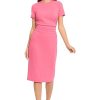 31LBMwWtnPL.jpg Women's Ruched Waist Crepe Sheath Dress Workwear Office Occasion Event Guest of